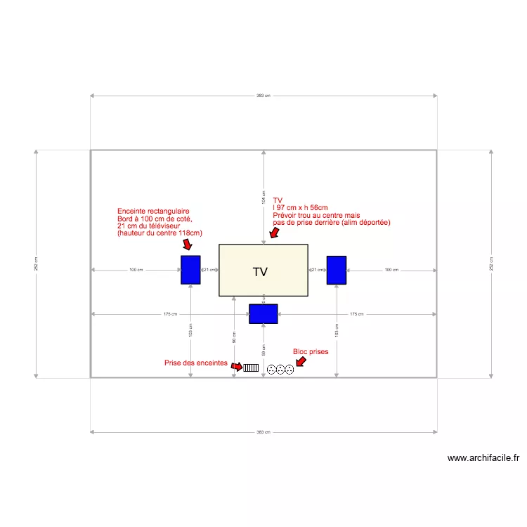 Salle Detente Mur TV. Plan de 