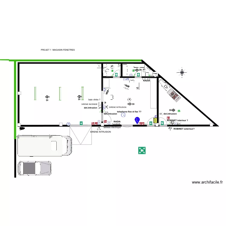 magasin PROJET amenagement electrique. Plan de 