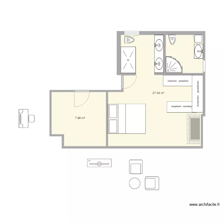 1er SB A CREER ET CHBRE PARENT. Plan de 