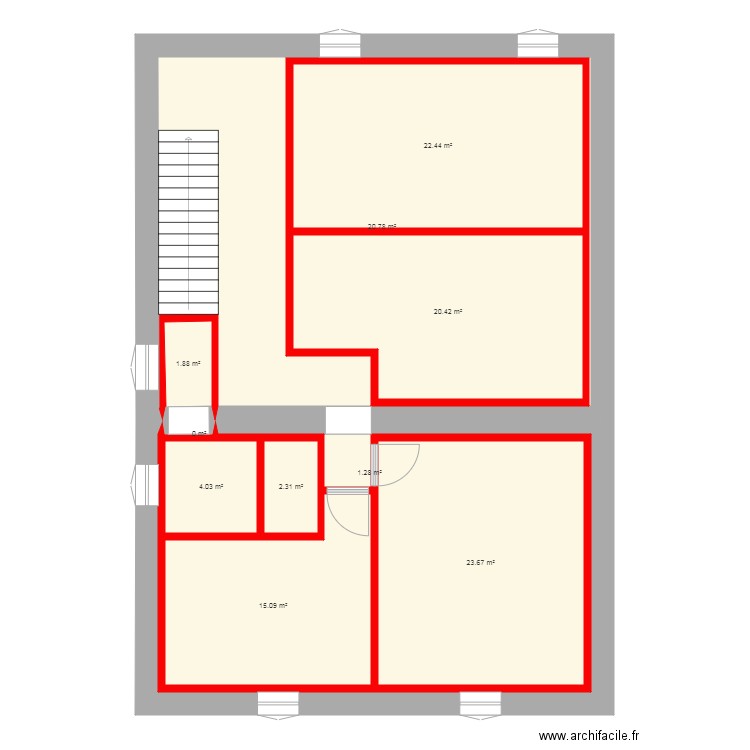 partie nuit avec murs bloqués et fenetres suite. Plan de 0 pièce et 0 m2