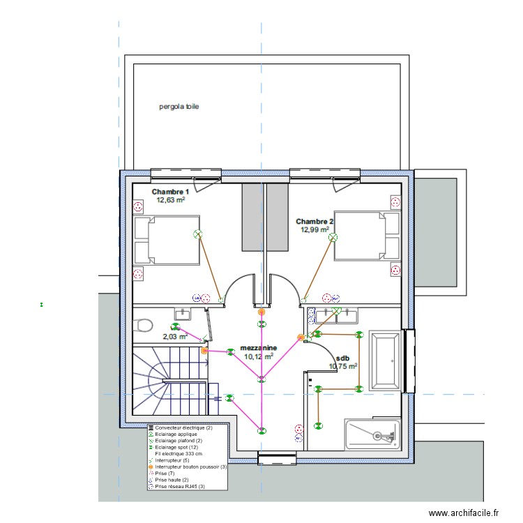 PLAN ELEC R+1 BLANCKAERT 20/09/2022. Plan de 0 pièce et 0 m2
