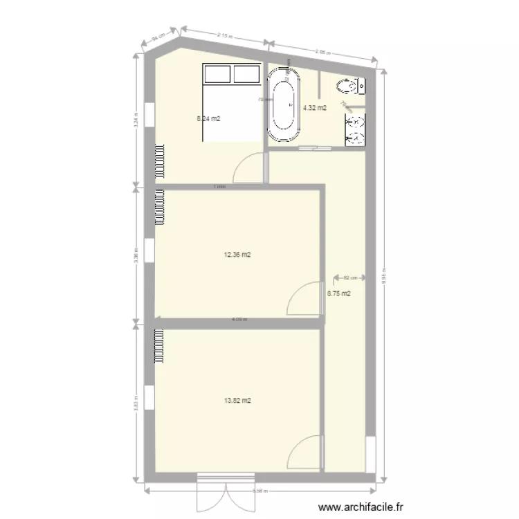 etage baignoire. Plan de 