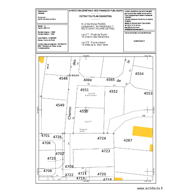 Plan cadastre Terrain Mimi et Paton. Plan de 0 pièce et 0 m2