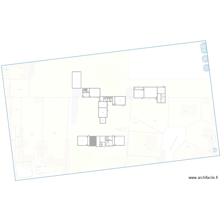 plan de masse 4 vents. Plan de 45 pièces et 922 m2