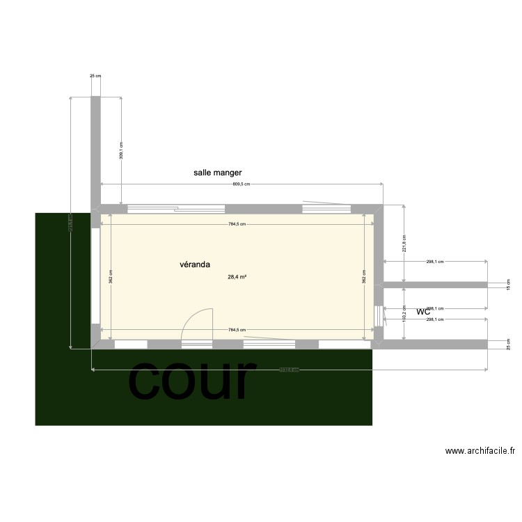 claude verraz. Plan de 1 pièce et 28 m2