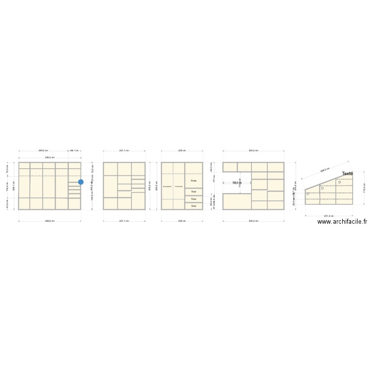 Meubles. Plan de 63 pièces et 27 m2