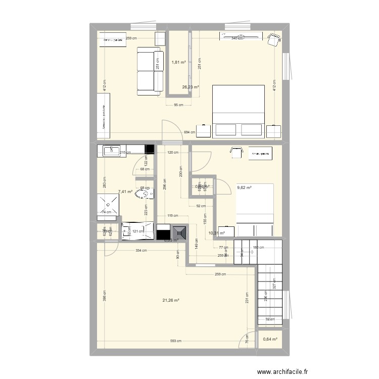 167 Plan Réno. Plan de 9 pièces et 78 m2