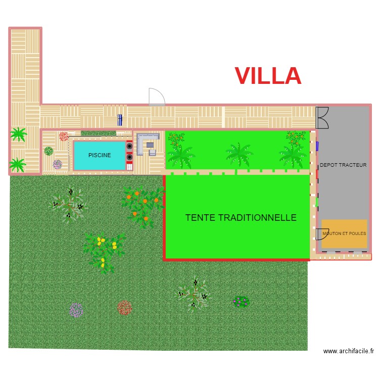 Terrasse Extérieur piscine. Plan de 8 pièces et 764 m2