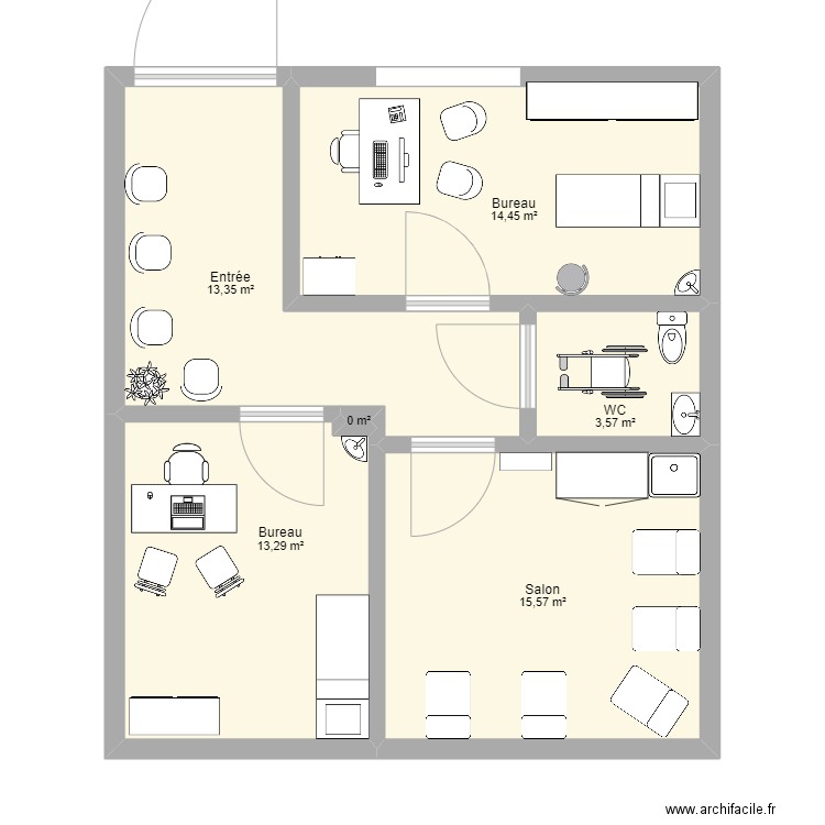 Plan local Beausset. Plan de 6 pièces et 60 m2