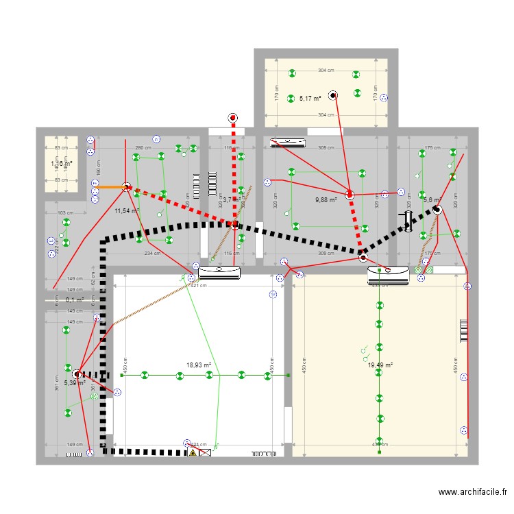 alliste elec. Plan de 10 pièces et 81 m2