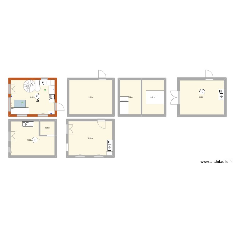Maisonnette. Plan de 8 pièces et 98 m2