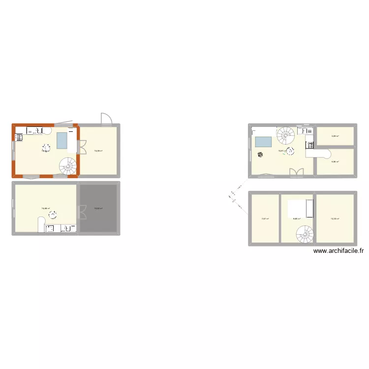 Maisonnette. Plan de 10  et 106 m²