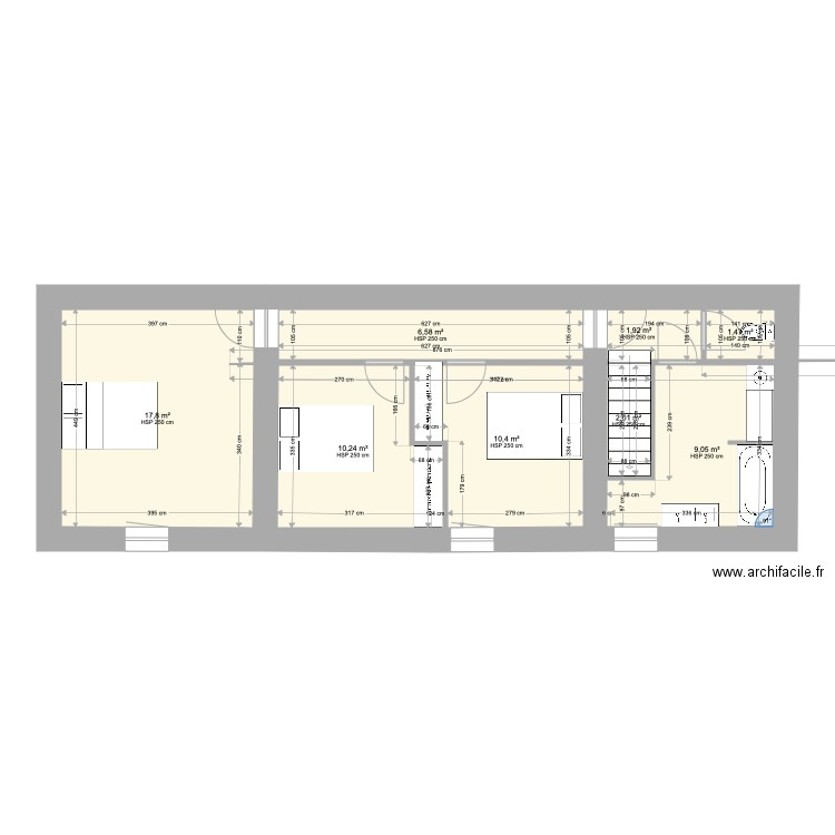 LBR Provence Etage. Plan de 8 pièces et 59 m2