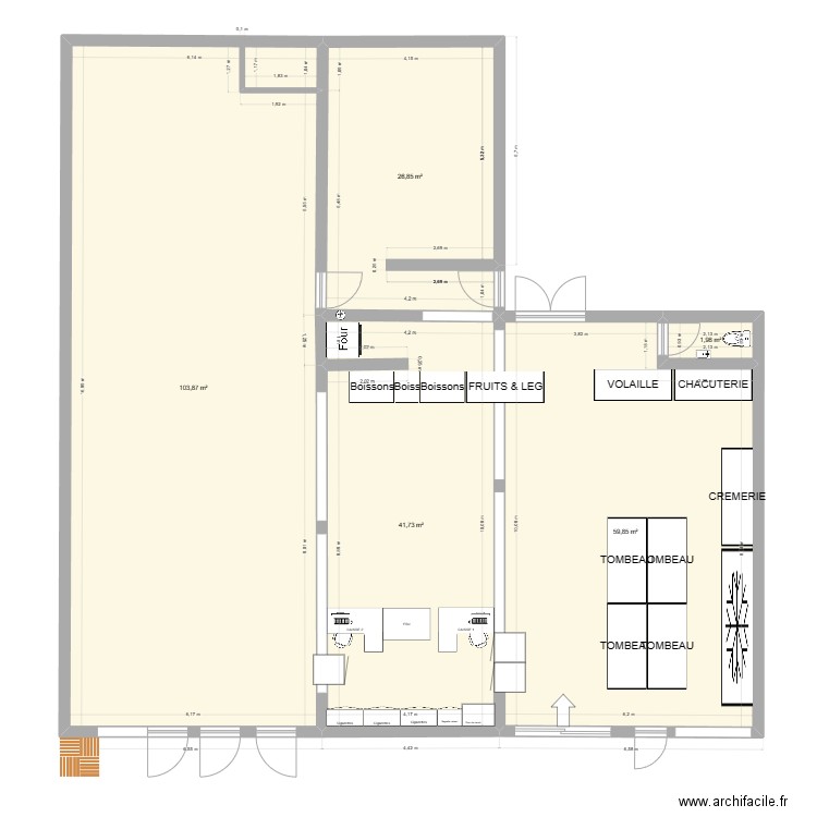 PLAN STE ANNE + MOBILIER. Plan de 5 pièces et 234 m2