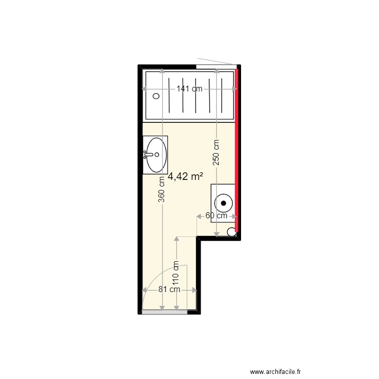 CREPIN JOSIANE . Plan de 1 pièce et 4 m2