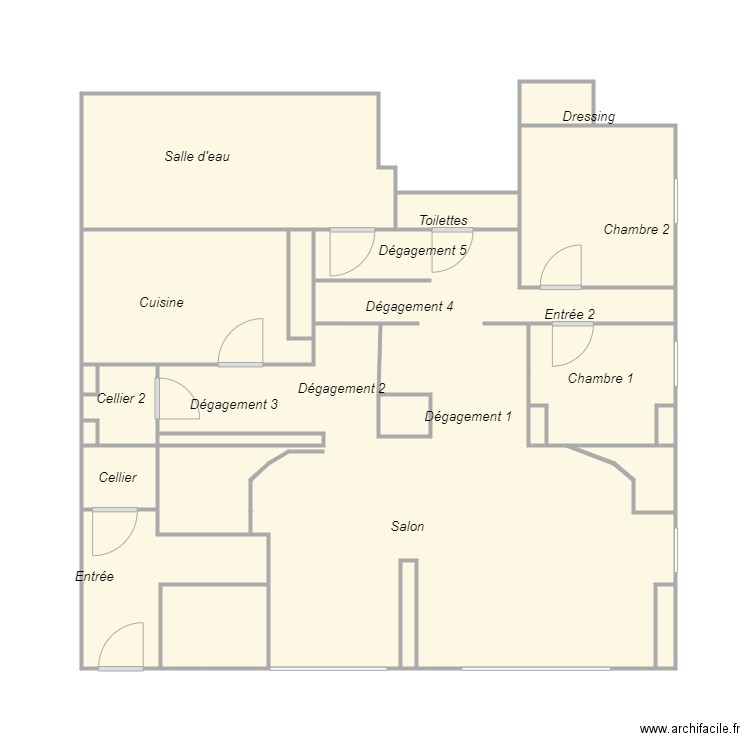 Croquis Quentin. Plan de 20 pièces et 56 m2