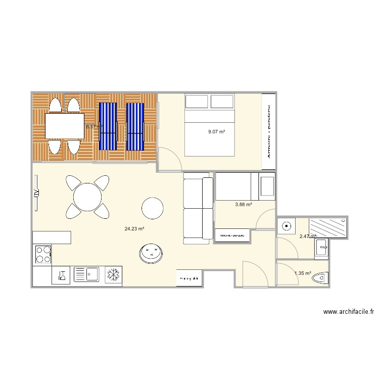 T2 origine cuisine gauche. Plan de 0 pièce et 0 m2