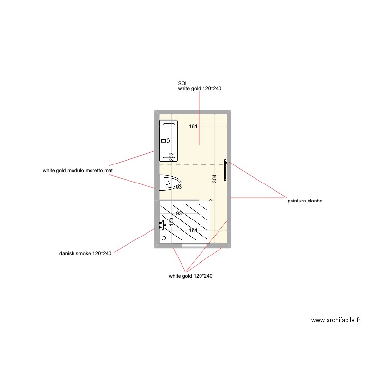 SDB détails 2.2. Plan de 1 pièce et 5 m2