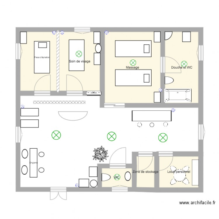 Institut de beauté  Plan dessiné par Haumani
