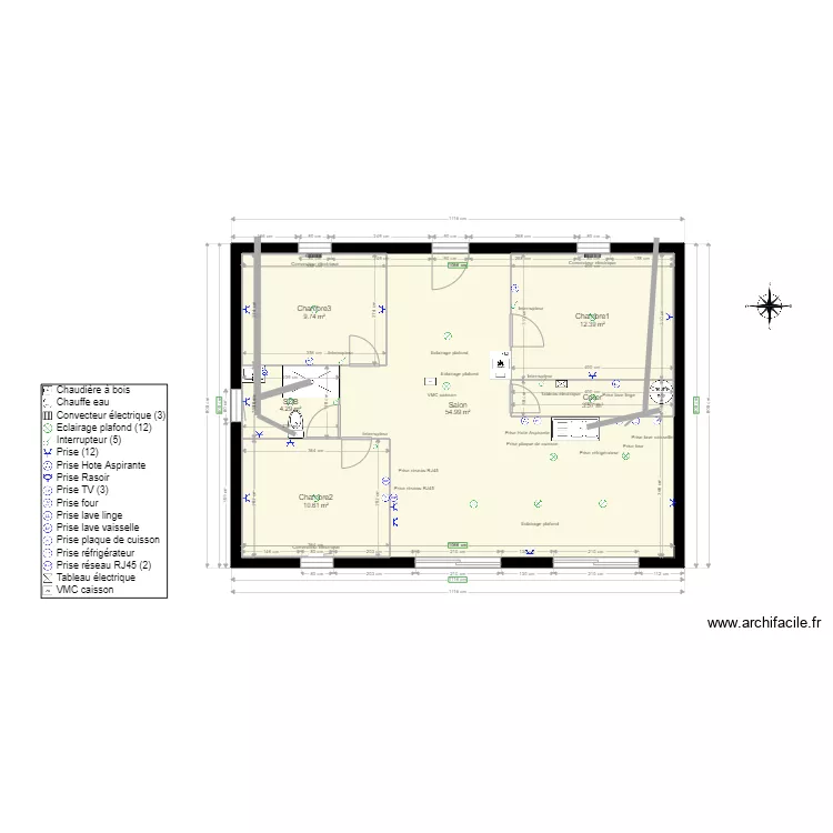 maison 80m carr&eacute;s Eposie. Plan de 