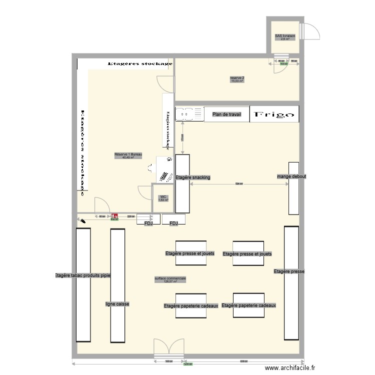 plan local commercial. Plan de 5 pièces et 186 m2