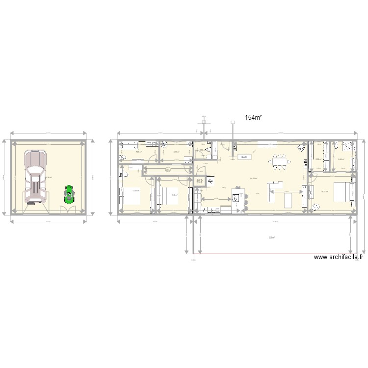 Avec ssol et chb parent levé du soleil. Plan de 12 pièces et 183 m2