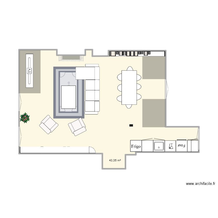 Appartement Victor. Plan de 1 pièce et 43 m2