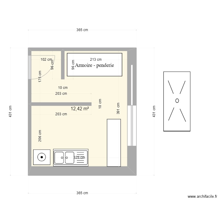 BUANDERIE 22 04. Plan de 1 pièce et 12 m2