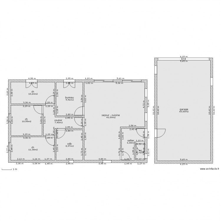 maison plain pied. Plan de 0 pièce et 0 m2