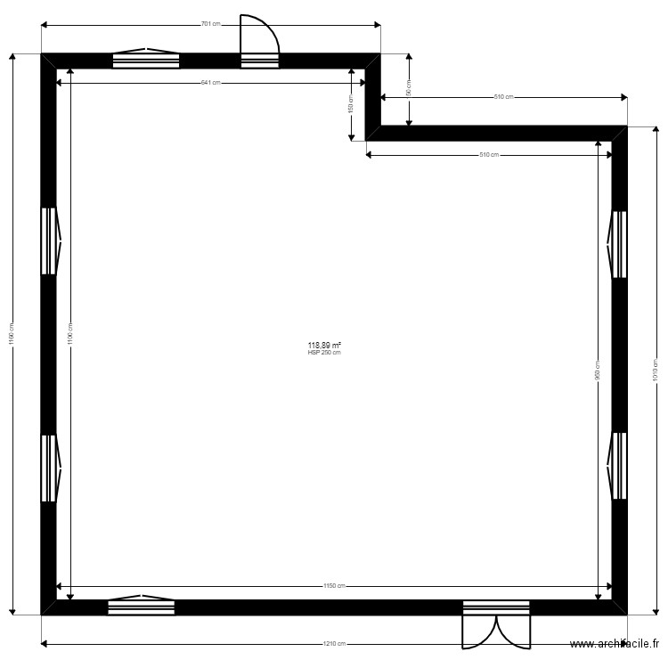 Montfermeil esquisse existant . Plan de 1 pièce et 119 m2