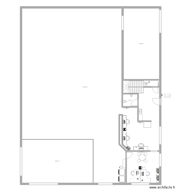 bureau rdc. Plan de 5 pièces et 455 m2