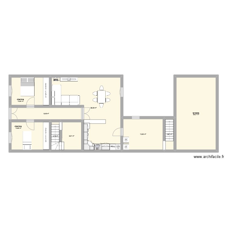 premier étage. Plan de 9 pièces et 118 m2