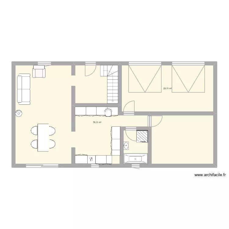 maison annezin. Plan de 2 pièces et 99 m²
