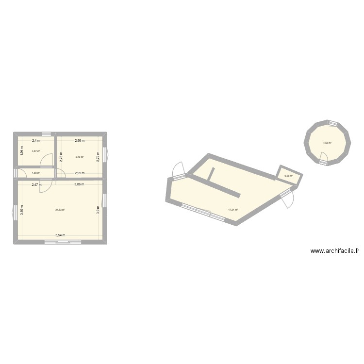 PLAN-MG. Plan de 7 pièces et 59 m2