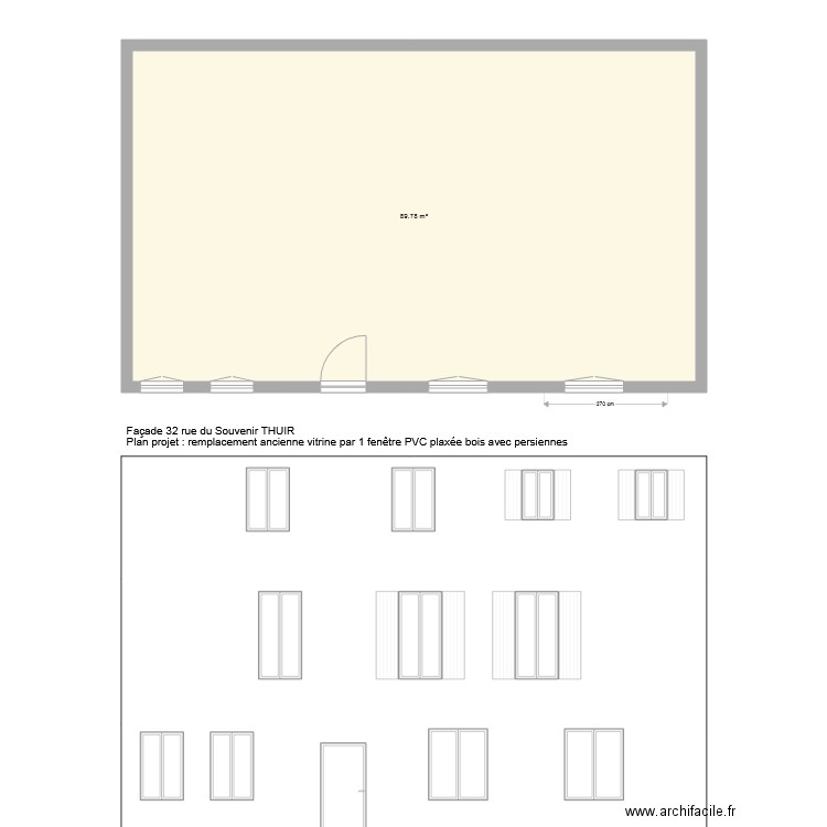 Facade 32 Souvenir THUIR plan projet 1 fenetre. Plan de 0 pièce et 0 m2