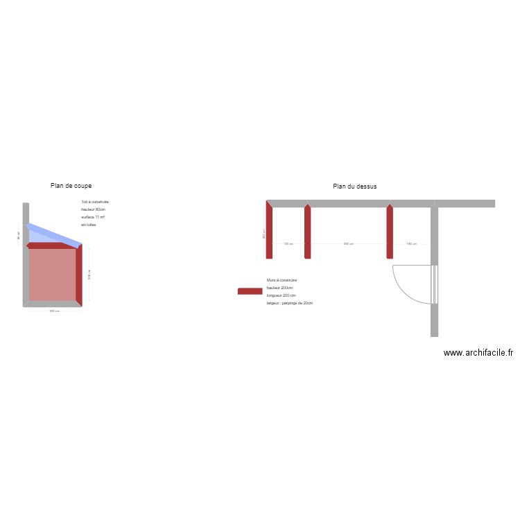 cuisne ext. Plan de 2 pièces et 4 m2