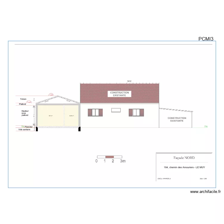 Plan coupe nord PCMI3. Plan de 