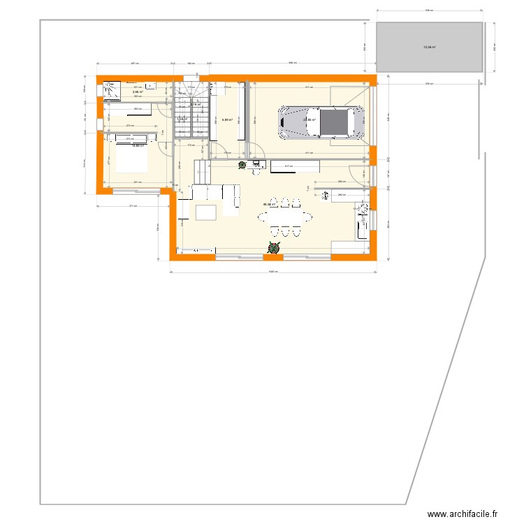 Bernin avec étage et suite parentale à gauche. Plan de 8 pièces et 116 m2