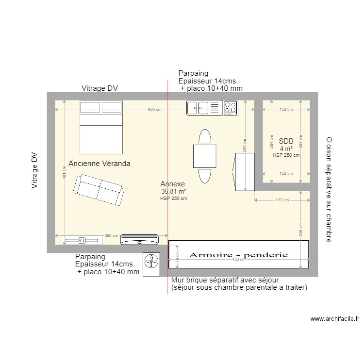 Plan RAQUET extension. Plan de 0 pièce et 0 m2