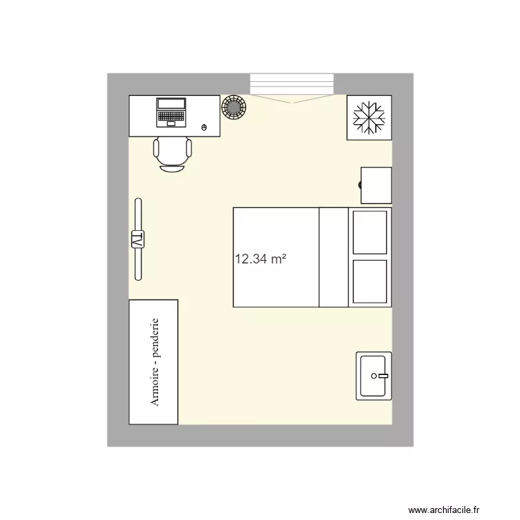 chambre 13m. Plan de 