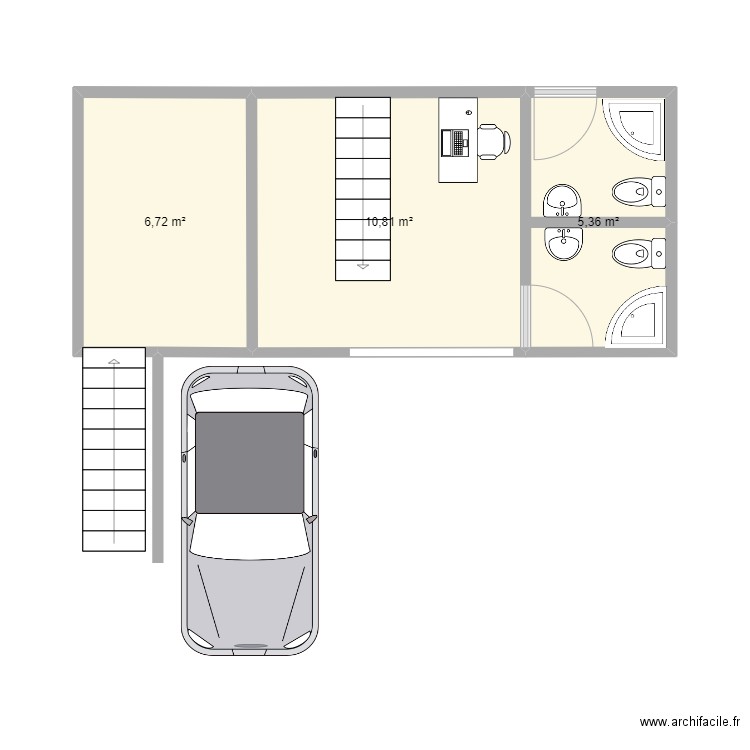 oficina piso2. Plan de 3 pièces et 23 m2