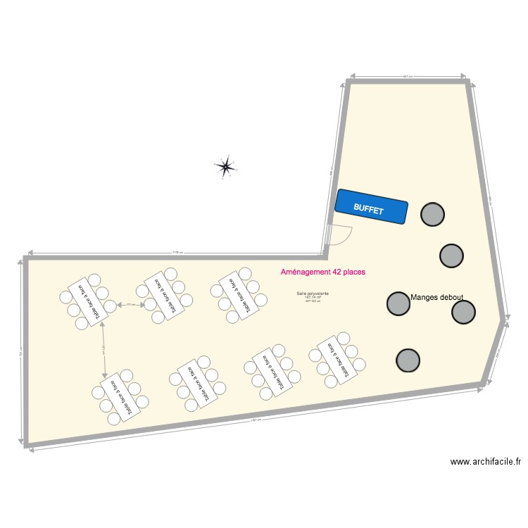 Salle VdL Aménagement 42 places. Plan de 0 pièce et 0 m2