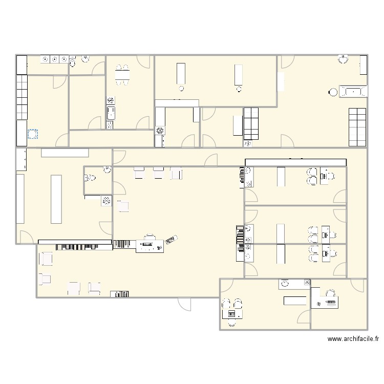 Clinique. Plan de 18 pièces et 336 m2