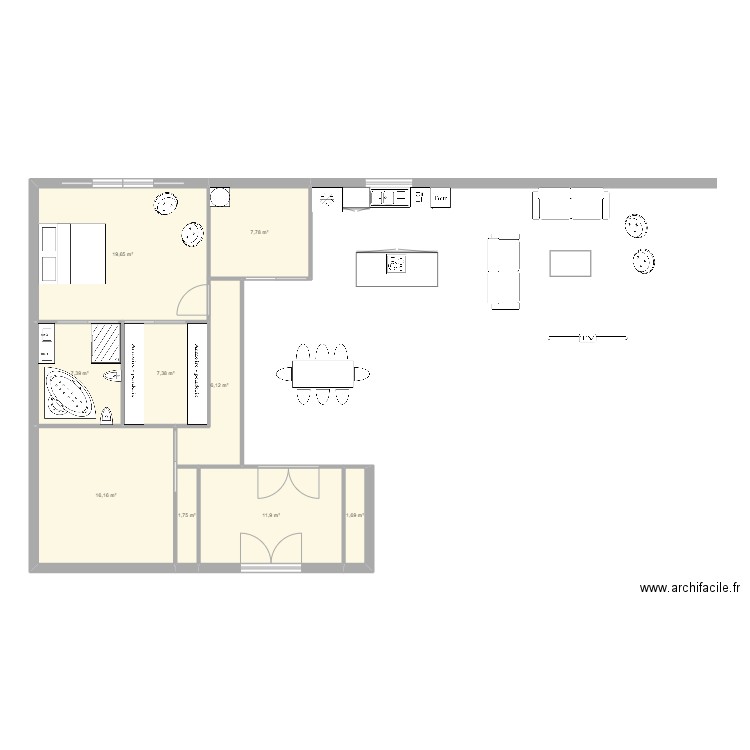 Maison 4. Plan de 9 pièces et 80 m2