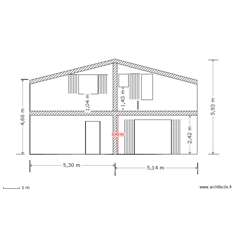  facade ouest projet rectifié. Plan de 0 pièce et 0 m2