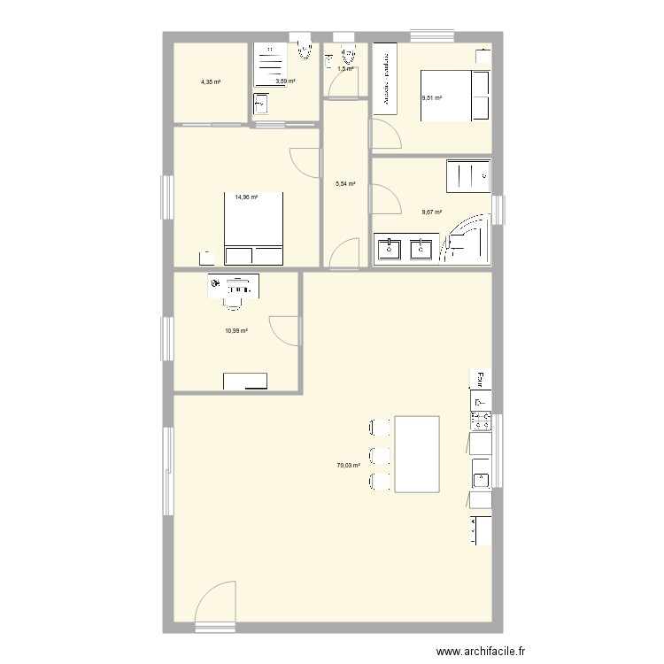 Manu130. Plan de 9 pièces et 131 m2