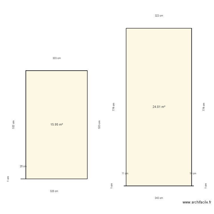 Guffroy thuir. Plan de 2 pièces et 41 m2