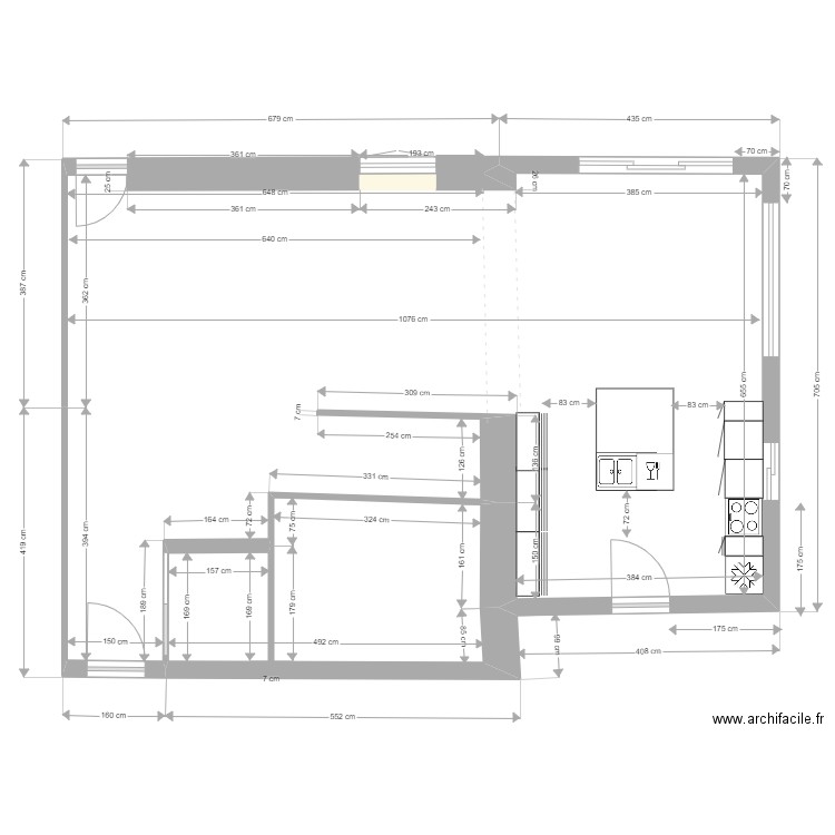 CUISINE. Plan de 2 pièces et 74 m2