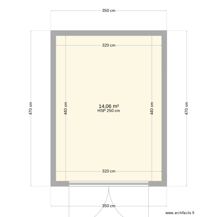 garage réduit. Plan de 1 pièce et 14 m2