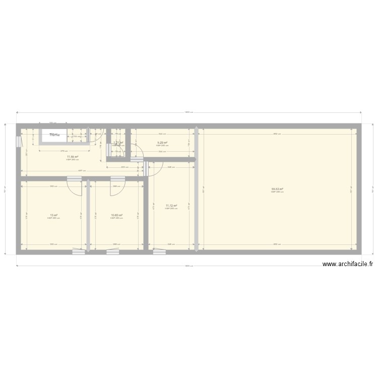 Bureau Moulin. Plan de 11 pièces et 225 m2